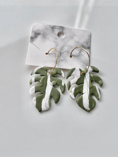 Dewy Monstera Hoops